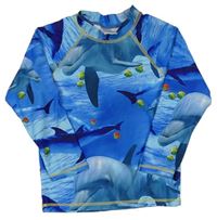 Modré UV triko s delfínky PUSBLU