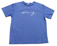 Modré sportovní tričko s nápisem Shein 
