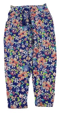 Modro-barevné květované lehké kalhoty Next