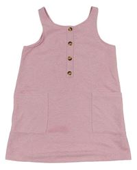 Růžové žebrované šaty s knoflíky Primark