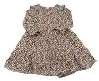 Khaki-barevné kytičkované šaty s volánky Topolino