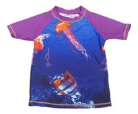 Modro-fialové UV tričko s rybami Pusblu 