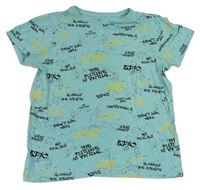 Světlezelené skvrnité tričko s nápisy Primark