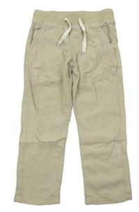 Béžové lněné kalhoty H&M