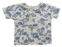 Smetanové melírované tričko s mořskými živočichy George