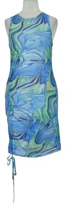 Dámské modro-zelené vzorované tylové plážové šaty Shein 