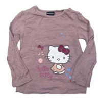 Růžovo-šedé melírované triko s Hello Kitty zn. Sanrio