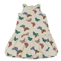 Smetanové bavlněné šaty s motýly H&M