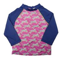 Růžovo-tmavomodré UV triko s leopardy Mini Boden