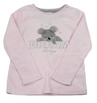 Růžové fleecové pyžamové triko s koalou a nápisem Primark