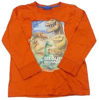 Oranžové triko s potiskem Hodný Dinosaurus zn. Disney