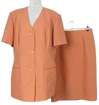 2set - Dámské losososové sako s krátkými rukávy + pouzdrová sukně 