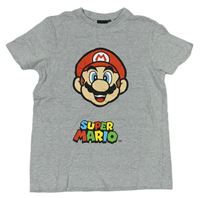 Světlešedé tričko Super Mario 