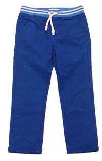 Modré plátěné kalhoty s úpletovým pasem M&S