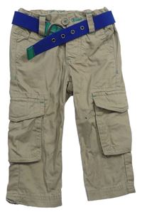 Béžové plátěné cargo kalhoty s páskem Impidimpi