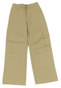 Béžové riflové široké kalhoty s kapsou Pocopiano