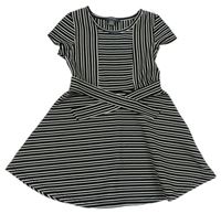 Černo-bílé pruhované šaty s páskem Primark