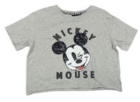 Šedé crop tričko s Mickeym zn. Disney