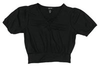 Černé žebrované crop tričko New Look