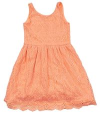 Neonově oranžové krajkové šaty H&M