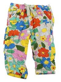 Béžovo-barevné květované kalhoty zn. Next