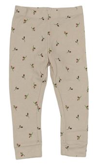 Pudrové žebrované pyžamové kalhoty s kvítky Primark