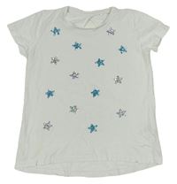 Bílé tričko s hvězdami z flitrů C&A