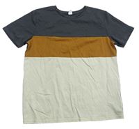 Antracitovo-hnědo-béžové tričko Shein