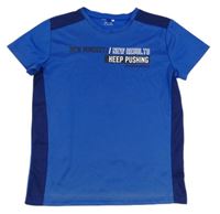 Modro-tmavomodré sportovní tričko s nápisy ERGEENOMIXX
