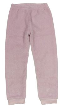 Růžové chlupaté pyžamové kalhoty 