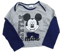 Šedo-tmavomodré triko s Mickeym Disney
