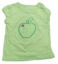 Světlezelené puntíkaté tričko s jablkem 