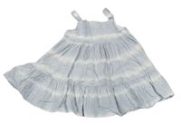 Světlemodro-bílé batikované pruhované krepové šaty F&F