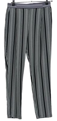 Dámské černo-bílé pruhované volné kalhoty Primark 