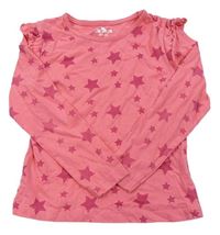 Růžové triko s hvězdami a volánky 