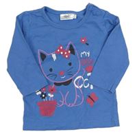 Modré triko s kočičkou Bonprix