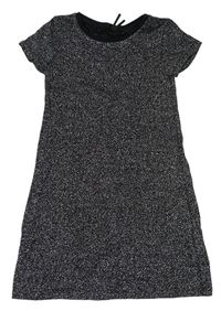 Černo-stříbrné třpytivé svetrové šaty Next