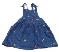 Modrá riflová sukně s kytičkami a laclem George