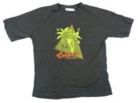 Tmavošedé tričko s palmou Zara