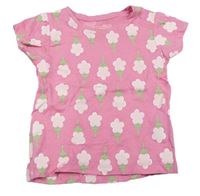 Růžové kytičkované tričko Primark 