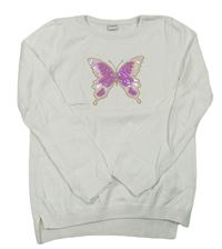 Bílý svetr s motýlkem s flitry LC WaIKIKI