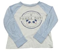 Bílo-modré triko s nápisy a pandou C&A