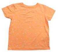 Neonově oranžové tričko s obrázky Primark