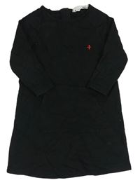 Černé teplákové šaty s výšivkou 