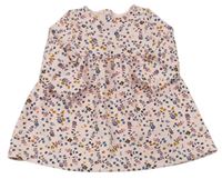 Světlerůžovo-barevné květované žebrované šaty C&A