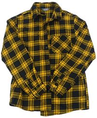 Černo-žlutá kostkovaná flanelová košile Primark