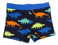 Tmavomodro-modré nohavičkové plavky s dinosaury Urban 