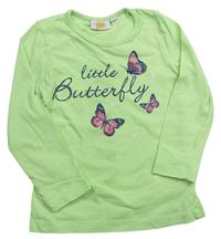 Pistáciové triko s nápisy a motýlky Kids