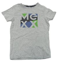 Šedé melírované tričko s potiskem Mexx