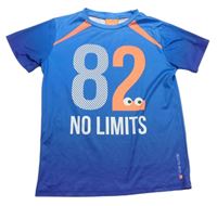 Modré sportovní funkční tričko s číslem a nápisem 